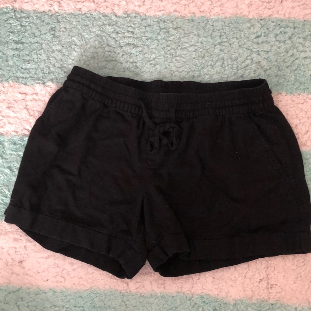 Black linen shorts